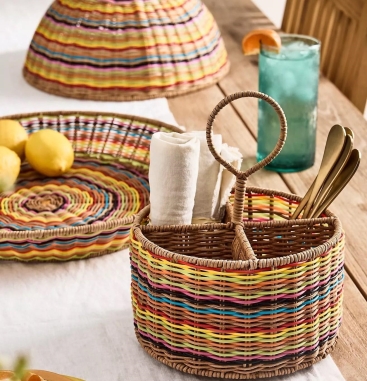 Rattan woven utensil holder